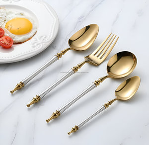 Vente chaude de luxe deux tons 6 pièces 18/10 ensemble de couverts pour restaurant de mariage - Product Image 3
