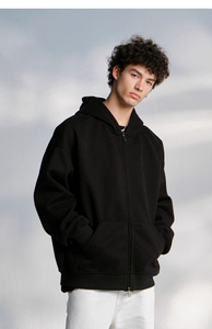 Sweat à capuche zippé intégral pour homme avec ceinture large côtelée, coupe classique, en mélange épais double couche, protection renforcée - Product Image 5