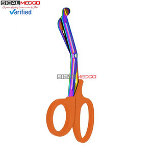 Ciseaux EMT 7,25 pouces, lames arc-en-ciel avec manche orange, acier inoxydable allemand, ciseaux utilitaires EMT, bandage de traumatisme, paramédical - Product Image 6