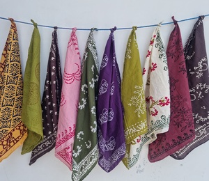 Handmade Cotton Bandana Block Print Scarves Boho <b>Head</b> <b>Wrap</b> Indian Floral Bandanas Assorted Hair Scarves Summer Fashion Scarves - Product Image 4