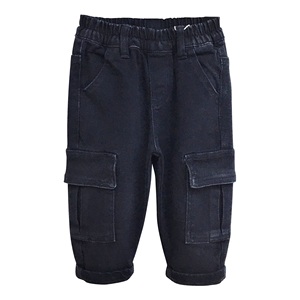 Pantalones Cargo de Mezclilla Sueltos y Cómodos para Niños, Estilo Vintage, con Cintura Elástica de Poliéster, Spandex y Algodón, Jeans Suaves con Múltiples Bolsillos y Bordados - Product Image 3