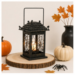 Wholesale Halloween Decorative Spider Web <b>Lantern</b> Vintage Candle Holder Flame <b>Lamp</b> for Haunted House Party Decor In Low Price - Product Image 4