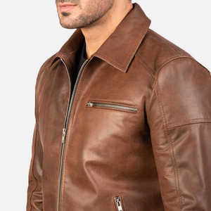 2026 Latest Design Men's Full Sleeve Winter Genuine Leather Jacket Sherpa Lining <b>Fur</b> <b>Trim</b> Stylish High Street Style Breathable - Product Image 6