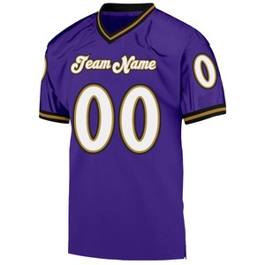 Maillot de football authentique personnalisé noir, or vieilli et blanc en maille – Vente en gros d'uniformes de football américain vintage et rétro - Product Image 4