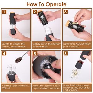 Set di 2 Macinini Elettrici a Batteria per Sale e Pepe, Regolabili in Fineness, Facili da Usare con Una Mano, Visibili - Product Image 5