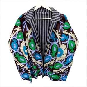 Suzani Embroidered Mandarin Collar Cotrise Fabric Eco-Friendly Quick Dry Handmade Knitted Cotton <b>Jacket</b> - Product Image 2