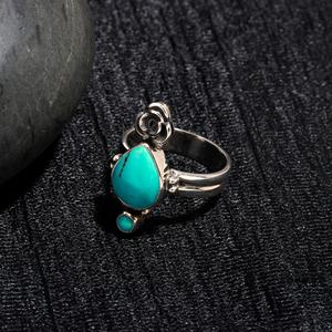 Handcrafted Fine Jewelry Wedding Wholesale 925 Silver <b>Ring</b> Authentic Design with <b>Turquoise</b> Stone Pear Cut Bezel Setting Gemstone - Product Image 1