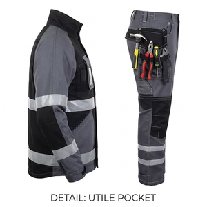 Ensemble veste et pantalon de travail imperméable haute visibilité unisexe, tissus microfibres réfléchissants, uniforme de sécurité pour la construction et la mécanique - Product Image 4