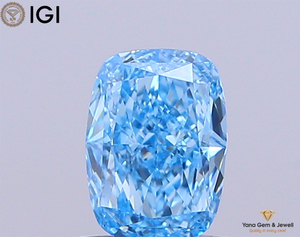 Diamant de laboratoire CVD de couleur bleu vif fantaisie, clarté VS2, taille coussin, 1,00 carat, certifié IGI pour la collection solitaire de luxe - Product Image 1