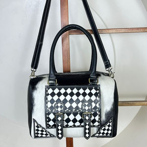 Bolso de Mano de Cuero Vacuno Hecho a Mano con Diseño a Cuadros, Bolso de Hombro Cruzado de Cuero Genuino para Mujer, Diseño de Diseñador Nuevo 2025 - Product Image 4