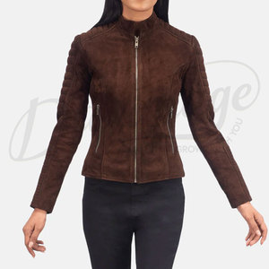 <b>Women's</b> Real <b>Suede</b> Leather Biker <b>Jacket</b> Western Fringe Style Stand Front Leather Sheep Skin Leather Motorcycle <b>Jacket</b> For <b>Womens</b> - Product Image 6