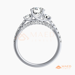 925 Sterling Silver Moissanite Round Cut Engagement Ring for Women Three <b>Stone</b> Pave Band Wedding Ring Bridal Jewelry USA - Product Image 6