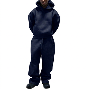 Conjunto Deportivo Unisex de Corte Regular, Transpirable, con Capucha de Forro Polar, Sudadera de Color Sólido, Pantalón con Cintura Elástica y Cordón Ajustable, Informal, para Invierno - Product Image 2