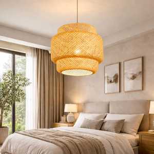 Rattan Pendant Light Woven Bamboo <b>Ceiling</b> Lamp Boho Hanging Light for Living Room Dining Room Bedroom Supplier - Product Image 5