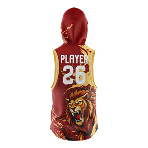 Jersey Personalizado sin Mangas con Capucha para Fútbol Americano 7v7, Estampado de León Rojo y Dorado, Sublimado, de Secado Rápido, Unisex, para Adultos, Ropa de Equipo 7v7 - Product Image 3