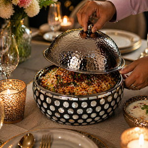 Wedding Mother of Pearl Inlay Casserole | Stainless Steel Serving Hotpot with Lid | Insulated Food Warmer for Home & <b>Gifting</b> Use - Product Image 2