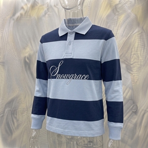 Chemise rayée Snowgrace à manches courtes respirante avec logo brodé, col rabattu, coupe décontractée pour garçons, printemps-été - Product Image 4