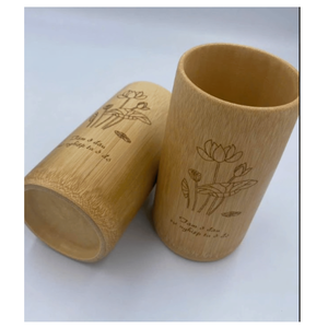 Gobelet à boire en bambou naturel, écologique, peinture personnalisée, gravure de logo - Product Image 2