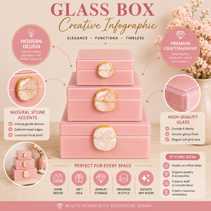 Contemporary Pink Decorative Box Set with Crystal Accent Handles Stylish Home | Storage Solution for Modern Interior Decoration - Product Image 5