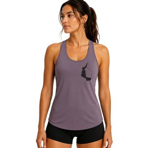 <b>Purple</b> Gray Women Racerback Tank <b>Top</b> Printed Sleeveless Gym Yoga Fitness Workout Running Activewear Moisture Wicking Custom OEM - Product Image 1