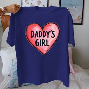 T-shirt pour femme en coton 100% avec imprimé en forme de cœur décontracté « Daddy's Girl », coupe confortable - Product Image 2