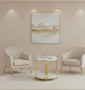 Modern Round Console <b>Table</b> with <b>Marble</b> <b>Top</b> and Metal Base for Living Room Furniture - Product Image 4