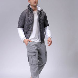 OEM Custom Men Plus Size Winter Quilted <b>Jacket</b> Waterproof Windbreaker Zipper Hoodie Embroidered Casual Snow Wear puffer hiking - Product Image 5