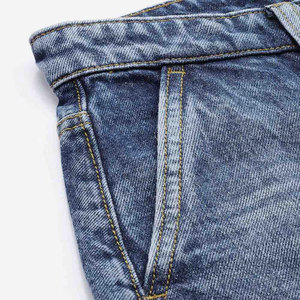 Pantalones Vaqueros de Mezclilla 100% Algodón para Hombre, Pierna Ancha, Tallas Grandes, Cintura Media, Ajuste Holgado, Color Sólido, Lavado a la Piedra - Product Image 5