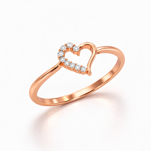 Anillo de Oro Sólido de 14K y 18K con Plata de Ley 925, Diseño de Corazón Abierto con Diamantes, para Mujer, Anillo de Compromiso, Anillo de Promesa de Amor, Regalo de Cumpleaños - Product Image 4