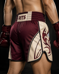 Shorts de boxe RITS pour hommes en satin noir, taille mi-haute, respirants, séchage rapide, taille élastique, style décontracté, best-seller - Product Image 6