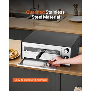 12-Inch Electric Countertop Pizza Oven Timing Temp Control 1450W Indoor Pizza Maker 572 Fahrenheit Max Temp <b>Toasters</b> Pizza Ovens - Product Image 5