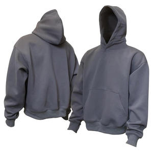 Sweat-shirt à capuche pour homme, couleur unie, coton, tissu molletonné français, design décontracté avec poche, vêtement d'automne, coupe classique - Product Image 2
