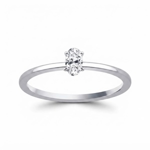 Bague ovale Encircled Caress avec 1 diamant ovale de laboratoire de 0,30 carat H+-SI en or massif 10K 14K 18K, bague de mariage ou d'anniversaire - Product Image 3