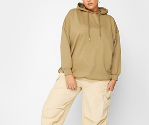<b>Top</b> Selling <b>Women</b> Loose Fit <b>Khaki</b> Hoodie Plus Size Winter Full Sleeve Eco-Friendly Anti-Wrinkle Front 100% Cotton Streetwear - Product Image 3