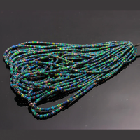 Perles rondes lisses en opale éthiopienne noire AAA, 3-5 mm, brins de 16 pouces, pierres précieuses naturelles pour la fabrication de bijoux, prix de gros