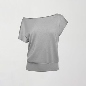 Sudadera Oversize Gris para Mujer con Hombros Descubiertos, Manga Corta, Ajuste Holgado, Hombro Caído, Color Liso, Estilo Casual, Top Pullover para Otoño - Product Image 5