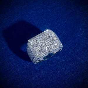 Hip Hop Moissanite <b>Ring</b> <b>Men</b> Number VVS Iced Out Diamond 925 Silver Rapper Custom Moissanite <b>Ring</b> - Product Image 4