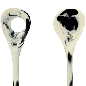 ชุดช้อนส้อมเรซิ่นสีดำขาว ดีไซน์ทันสมัย สำหรับเสิร์ฟอาหาร อุปกรณ์ครัว ของตกแต่งโต๊ะอาหาร - Product Image 1