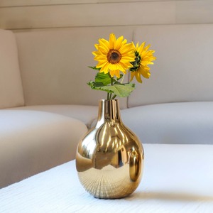 Vase de table minimaliste tendance, finition dorée, hauteur 18 cm, accent décoratif pour la maison - Product Image 3