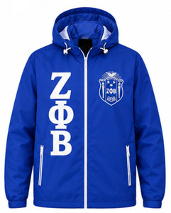 Chaqueta Bomber de Otoño Zeta Phi Beta Azul con Capucha, Cierre de Cremallera, Cortavientos, Ligera y Deportiva para Mujer - Product Image 1