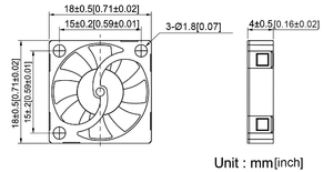 Ventilateur micro DC D1708-K 17x17x8mm 3/5V - Product Image 2