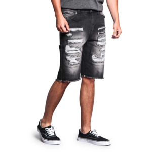 Casual High Street <b>Men</b> Denim Shorts Elastic Waistband Wide Leg Shorts Retro Washed Blue <b>Men</b> Denim Shorts Large Pocket Utility - Product Image 5
