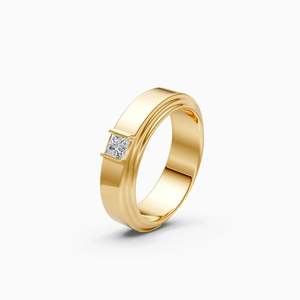 Princess Cut Lab Grown Diamond Bold Sustainable Luxury <b>Mens</b> <b>Ring</b> With 0.25 Ct | In 9K Yellow White And Rose Gold - Product Image 2