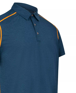 Men's Custom Made Solid Color Short Sleeve Cotton <b>Polo</b> Shirt Casual Breathable Regular Fit Knitted Design <b>Orange</b> Trim Detail - Product Image 5