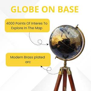 Globe terrestre éducatif classique et décoratif de style vintage, support trépied pour globe terrestre, décoration de bureau et de bibliothèque - Product Image 2