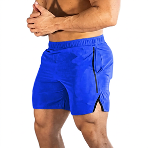 Shorts de sport gris pour homme à séchage rapide avec bande latérale, taille élastique, longueur mi-cuisse, décontractés - Product Image 2