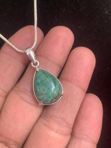 Collier en argent allemand avec pierre de chrysocolle, fait main, sans nickel, forme fantaisie, vente en gros, qualité supérieure, meilleur prix - Product Image 2