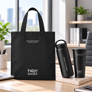 Ensemble cadeau sac fourre-tout personnalisé, bouteille isotherme en acier inoxydable 500 ml avec paille et gobelet, avec logo, pour cadeau d'entreprise, kit de bienvenue pour employés, faible MOQ - Product Image 3
