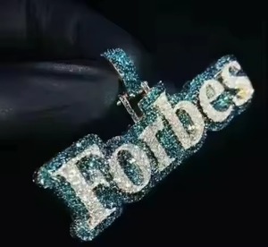 Pendentif Moissanite entièrement serti de diamants colorés, pendentif personnalisé avec nom/logo/lettre, bijoux Hip Hop pour cadeau - Product Image 1
