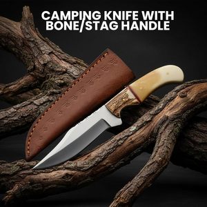 Hunting <b>Knife</b> 8.75 Inch - Camping <b>Knife</b> with <b>Bone</b>/Stag <b>Handle</b>, Filework Spine, Stainless Steel Blade & Sheath - Pocket <b>Knife</b> - Product Image 4